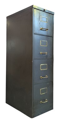 Lot 424 - VINTAGE 20TH CENTURY GREEN METAL FOUR-DRAWER FILING CABINET