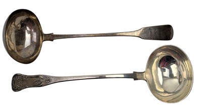 Lot 63 - TWO 19TH CENTURY HALLMARKED SILVER LADLES INC A GEORGE IV SILVER LADLE & OTHER