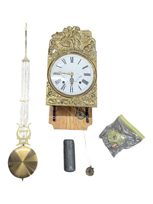 Lot 901 - 19TH CENTURY FRENCH COMTOISE REPOUSSE BRASS WALL CLOCK