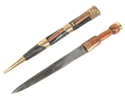 Lot 482 - VINTAGE SCOTTISH DIRK WITH KNIFE & FORK