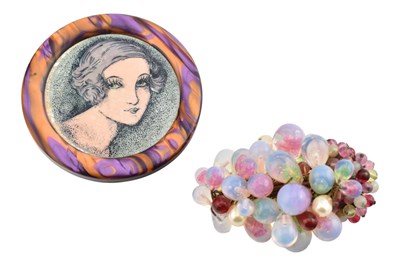 Lot 206 - ART DECO LUCITE GERMAN PORTRAIT BROOCH & ANOTHER