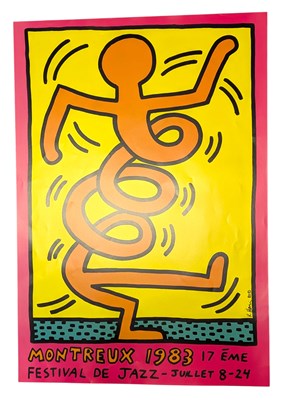 Lot 181 - KEITH HARING 1983 POSTER (PINK) FOR MONTREUX JAZZ FESTIVAL