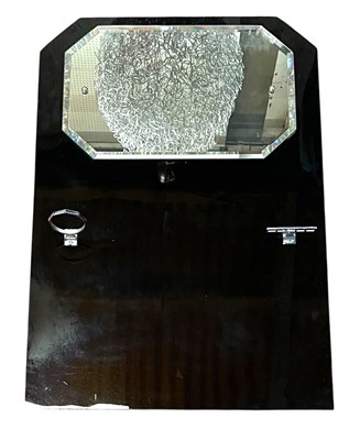 Lot 216 - ART DECO VITROLITE BLACK GLASS TOILET MIRROR