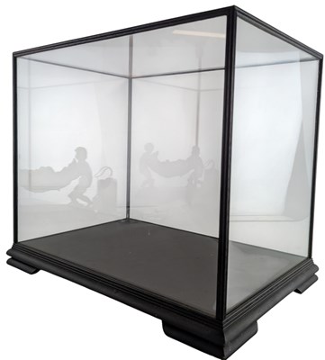 Lot 356 - MID TO LATE 20TH CENTURY EBONISED AND GLASS CASED CABINET