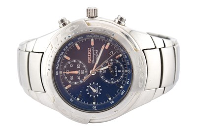 Lot 503 - STAINLESS STEEL SEIKO 100M CHRONOGRAPH WRISTWATCH