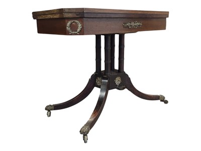 Lot 923 - REGENCY CARD / GAMES TABLE WITH HINGED TOP.