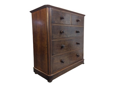 Lot 930 - VICTORIAN MAHOGANY TWO OVER THREE CHEST OF DRAWERS