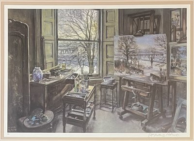 Lot 77 - JAMES MCINTOSH PATRICK R.S.A (SCOTTISH 1907-1998) - ARTISTS STUDIO
