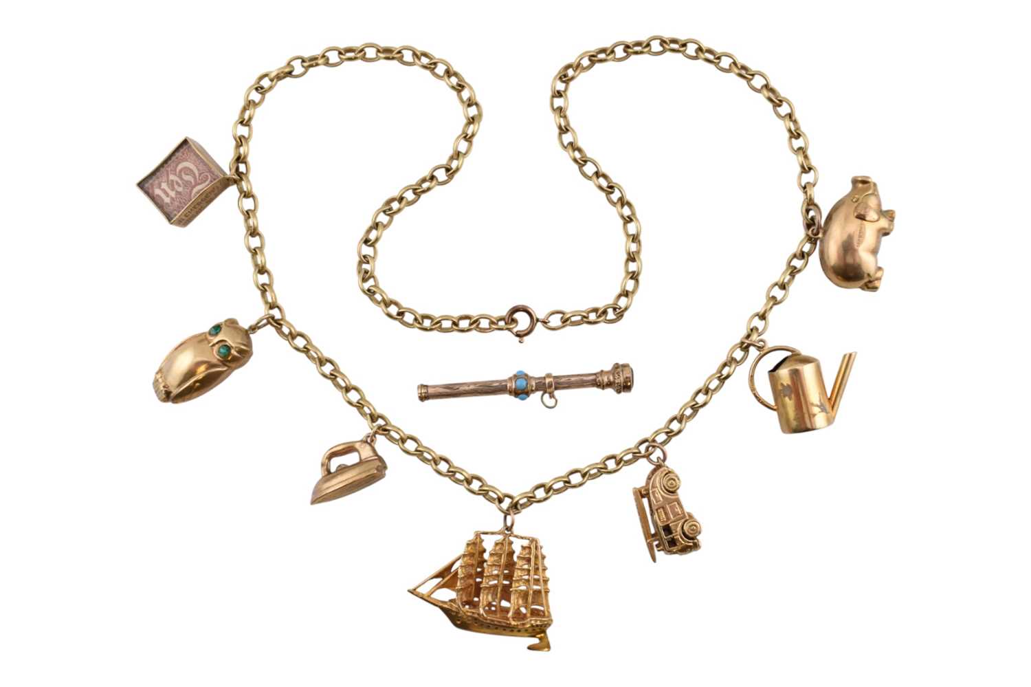 Lot 26 - HALLMARKED 9CT GOLD NECKLACE WITH CHARMS