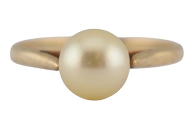 Lot 296 - HALLMARKED 9CT GOLD & SINGLE PEARL RING