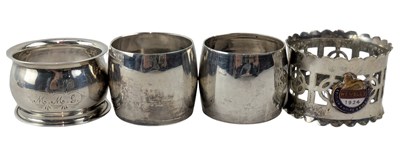 Lot 121 - COLLECTION OF THREE 20TH CENTURY SILVER HALLMARKED NAPKIN RINGS