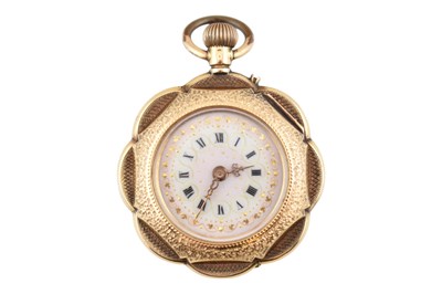 Lot 6 - EARLY 20TH CENTURY SWISS 14CT GOLD & ENAMEL PICTORIAL FOB WATCH
