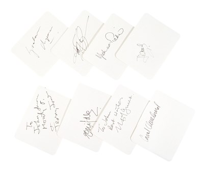 Lot 100 - MONTY PYTHON - EARLY FULL CAST AUTOGRAPHS ON CARDS