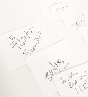 Lot 100 - MONTY PYTHON - EARLY FULL CAST AUTOGRAPHS ON CARDS