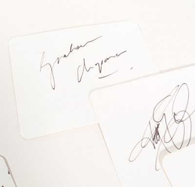 Lot 100 - MONTY PYTHON - EARLY FULL CAST AUTOGRAPHS ON CARDS