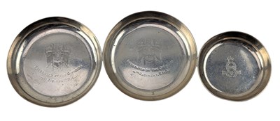 Lot 116 - THREE 20TH CENTURY HALLMARKED SILVER TRINKET DISHES MILITARY INTEREST