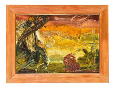 Lot 96 - IONE BRIDGET PARKIN (B. 1945) - CHARLCOMBE WOODS - OIL ON PAPER ABSTRACT