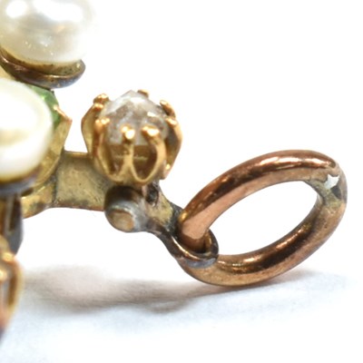 Lot 6 - EDWARDIAN DEMANTOID GARNET PEARL & DIAMOND CLUSTER PENDANT