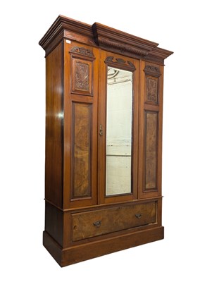Lot 800 - LATE 19TH CENTURY VICTORIAN WALNUT WARDROBE