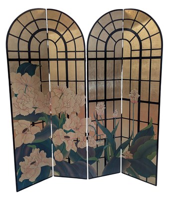 Lot 350 - FOURNIER DECORATIONS, PARIS - FRENCH FOUR-PANEL CHINOISERIE ROOM DIVIDER SCREEN