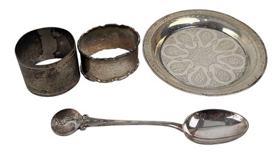 Lot 74 - AN EGYPTIAN HALLMARKED SILVER PIECES & HALLMARKED SILVER TEASPOON