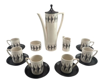 Lot 333 - SUSAN WILLIAMS-ELLIS FOR PORTMEIRION - BLACK DIAMOND COFFEE SERVICE