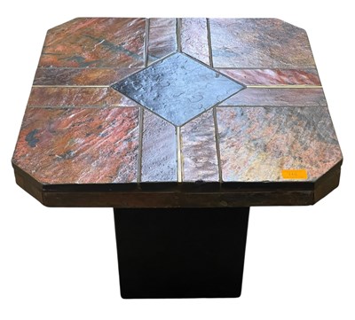 Lot 115 - ATTR. PAUL KINGMA - BRUTALIST SLATE & BRASS COFFEE TABLE