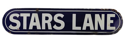 Lot 26 - STARS LANE - 19TH CENTURY VICTORIAN ENAMEL STREET SIGN