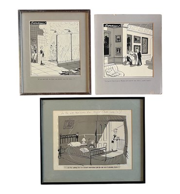 Lot 154 - BERNARD COOKSON (1937-2016) - THREE ORIGINAL SATIRICAL CARTOONS