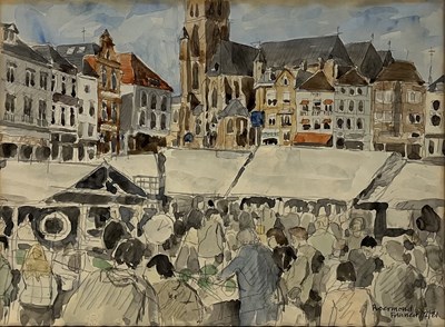 Lot 156 - ANTHONY FANNEN - ROERMOND MARKET, 1981 - WATERCOLOUR