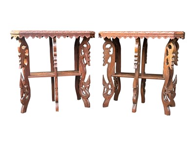 Lot 884 - PAIR OF ANGLO COLONIAL HARDWOOD CARVED TABLES