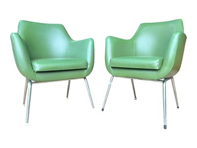 Lot 655 - BRITISH MODERN DESIGN - PAIR OF MID 20TH CENTURY OFFICE ARMCHAIRS