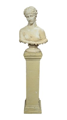 Lot 950 - LARGE COPELAND MANNER PARIAN BUST OF CLYTIE RAISED ON COLUMN