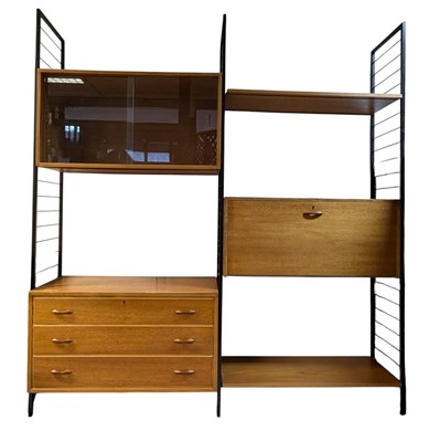 Lot 450 - STAPLES - LADDERAX - TWO BAY TEAK & METAL MODULAR UNIT