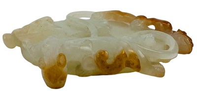 Lot 90 - CHINESE WHITE JADE WITH RUSSET SKIN CARVING 'BI' DISC WITH CHILONG 和田螭龙玉璧