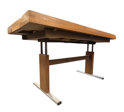 Lot 486 - MID CENTURY TEAK & METAL METAMORPHIC COFFEE / DINING TABLE