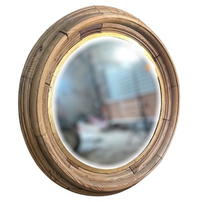 Lot 460 - LARGE LATE 19TH/EARLY 20TH CENTURY PINE FRAMED CIRCULAR WALL HANGING MIRROR