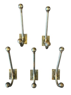 Lot 421 - SET OF FIVE 20TH CENTURY STEEL TWO-HOOK ATOMIC STYLE WALL COAT HANGERS