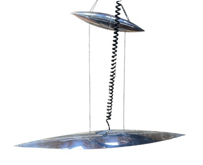 Lot 361 - RETRO 20TH CENTURY CHROME METAL SPACE AGE RISE & FALL CEILING LIGHT