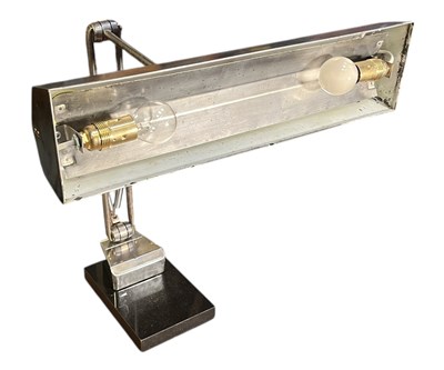 Lot 302 - HEAVY RETRO MID CENTURY C. 1970S CHROME METAL & GRANITE BASE TABLE DESK LAMP