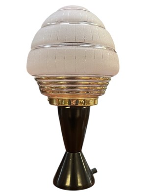 Lot 493 - ART DECO CIRCA 1930S PINK & GILT FROSTED GLASS DESK TABLE LAMP