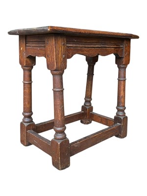 Lot 904 - 19TH CENTURY PEG JOINT SOLID OAK STOOL