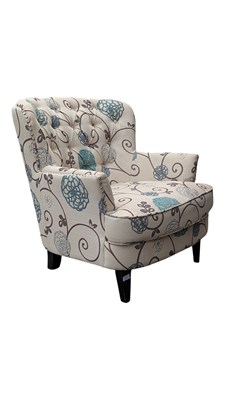 Lot 893 - MANNER OF WAYFAIR FURNITURE - CONTEMPORARY FLORAL BUTTON BACK ARMCHAIR