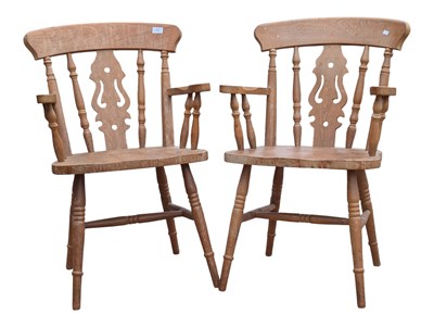 Lot 869 - EARLY 20TH CENTURY PAIR OF FIDDLEBACK PINE ARMCHAIRS