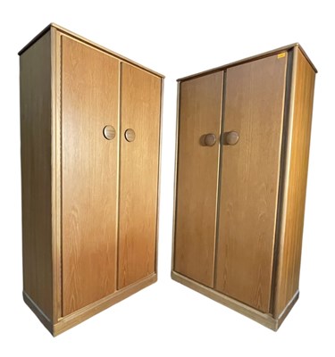 Lot 464 - MATCHING PAIR OF BRITISH MODERN DESIGN TEAK OFFICE CUPBOARDS