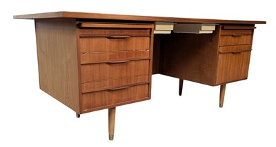 Lot 476 - LARGE MID CENTURY BRITISH MODERN DESIGN TEAK OFFICE DESK