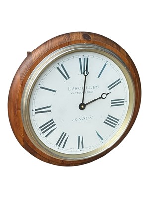 Lot 885 - LASCELLES - CLOCKMAKER LONDON - CONTEMPORARY PINE STATION CLOCK