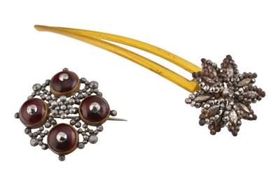 Lot 134 - 19TH CENTURY CUT STEEL BROOCH & HAIR PIN