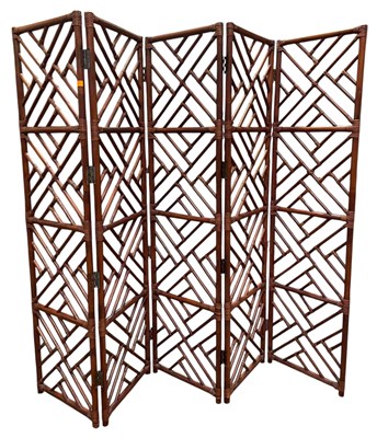 Lot 319 - MID CENTURY BAMBOO FIVE FOLD ROOM DIVIDER