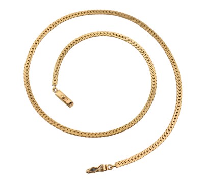Lot 87 - A 9CT GOLD FLAT LINK NECKLACE CHAIN